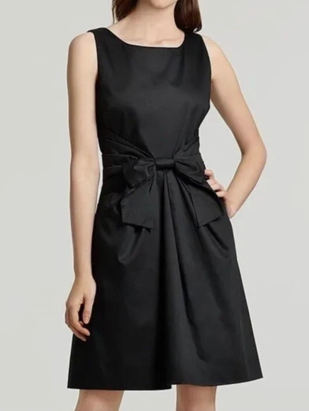 Kate Spade Jillian Bow Dress Black Lined Cotton 4 Front Box Classic Preppy